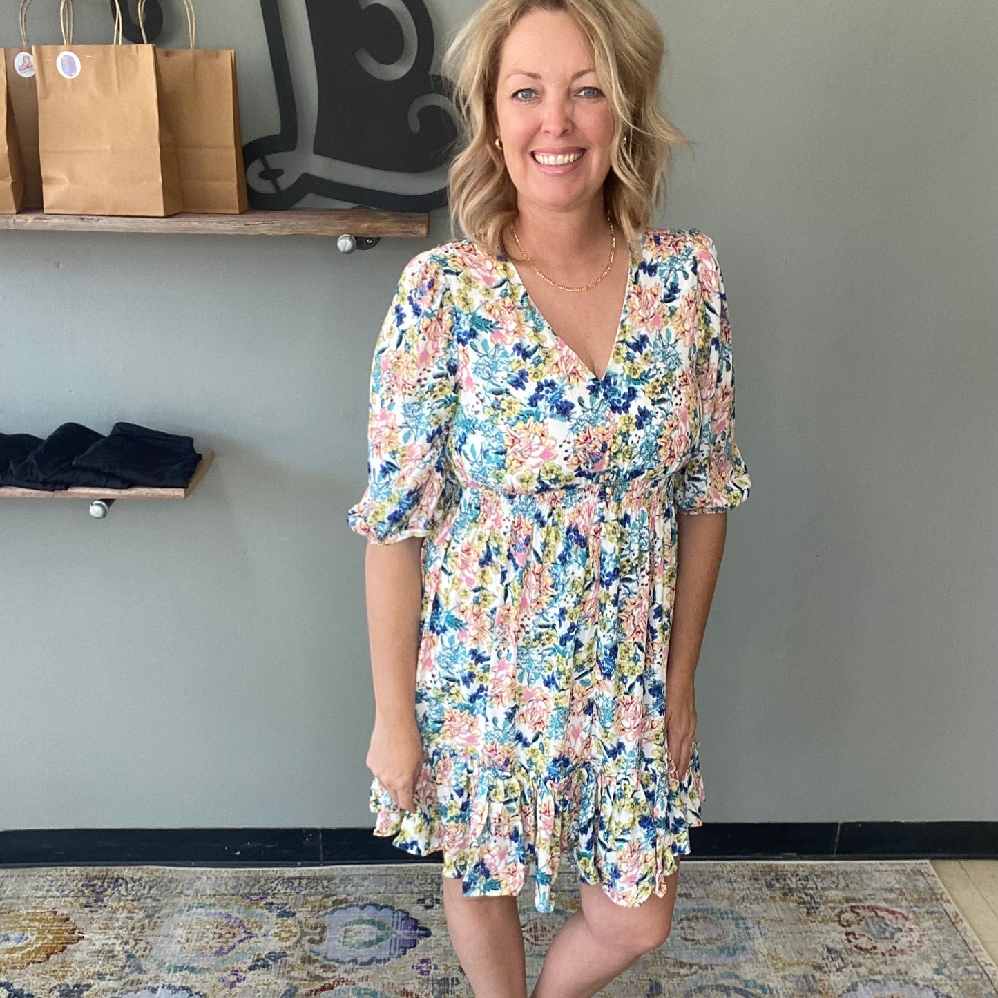 Floral High Waist Dress