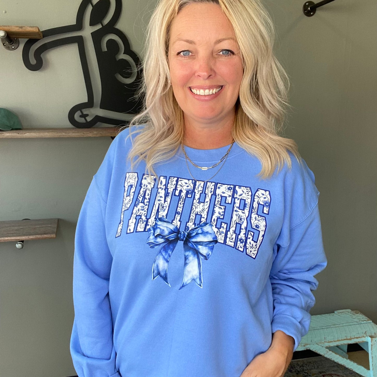 IN STOCK Panthers Bow Crewneck