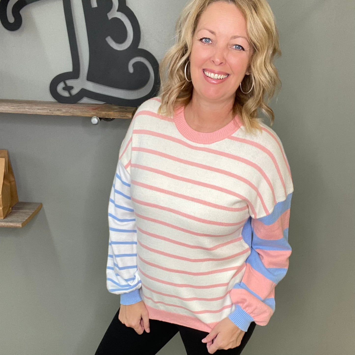 Striped Pink & Blue Sweater