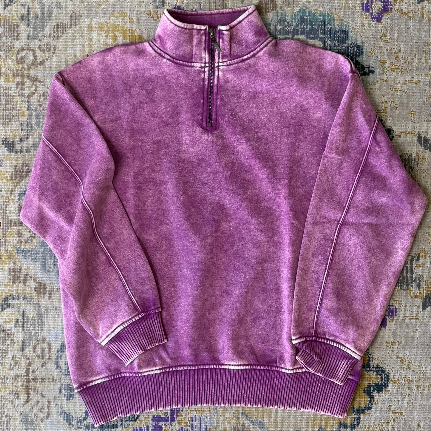 Acid Wash Quarter Zip Pullover