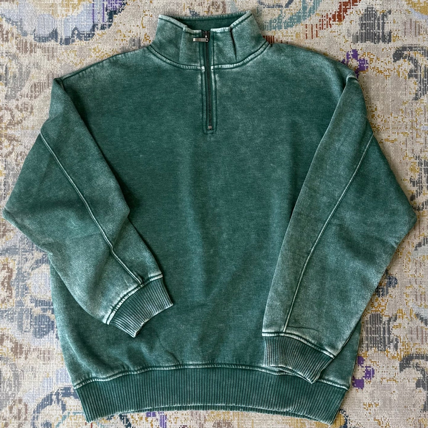 Acid Wash Quarter Zip Pullover