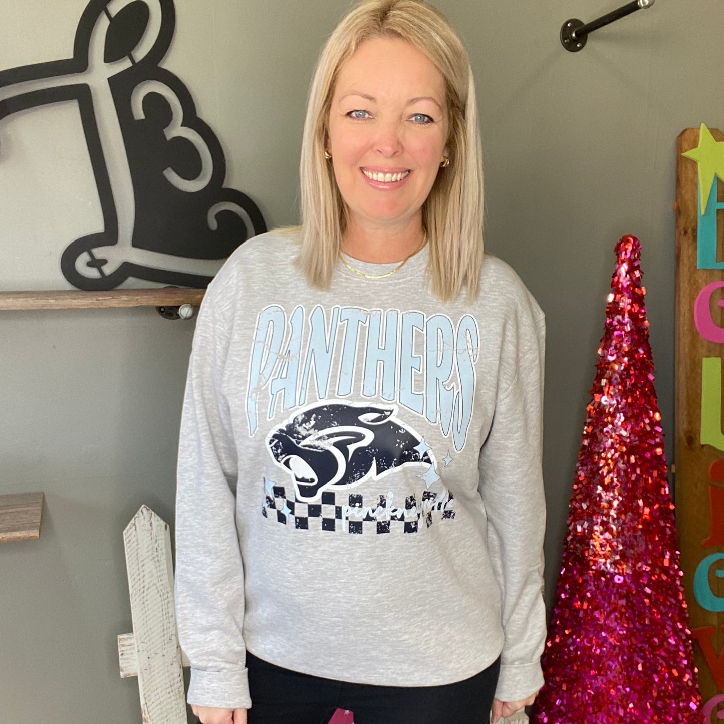 Checked Panther Crewneck