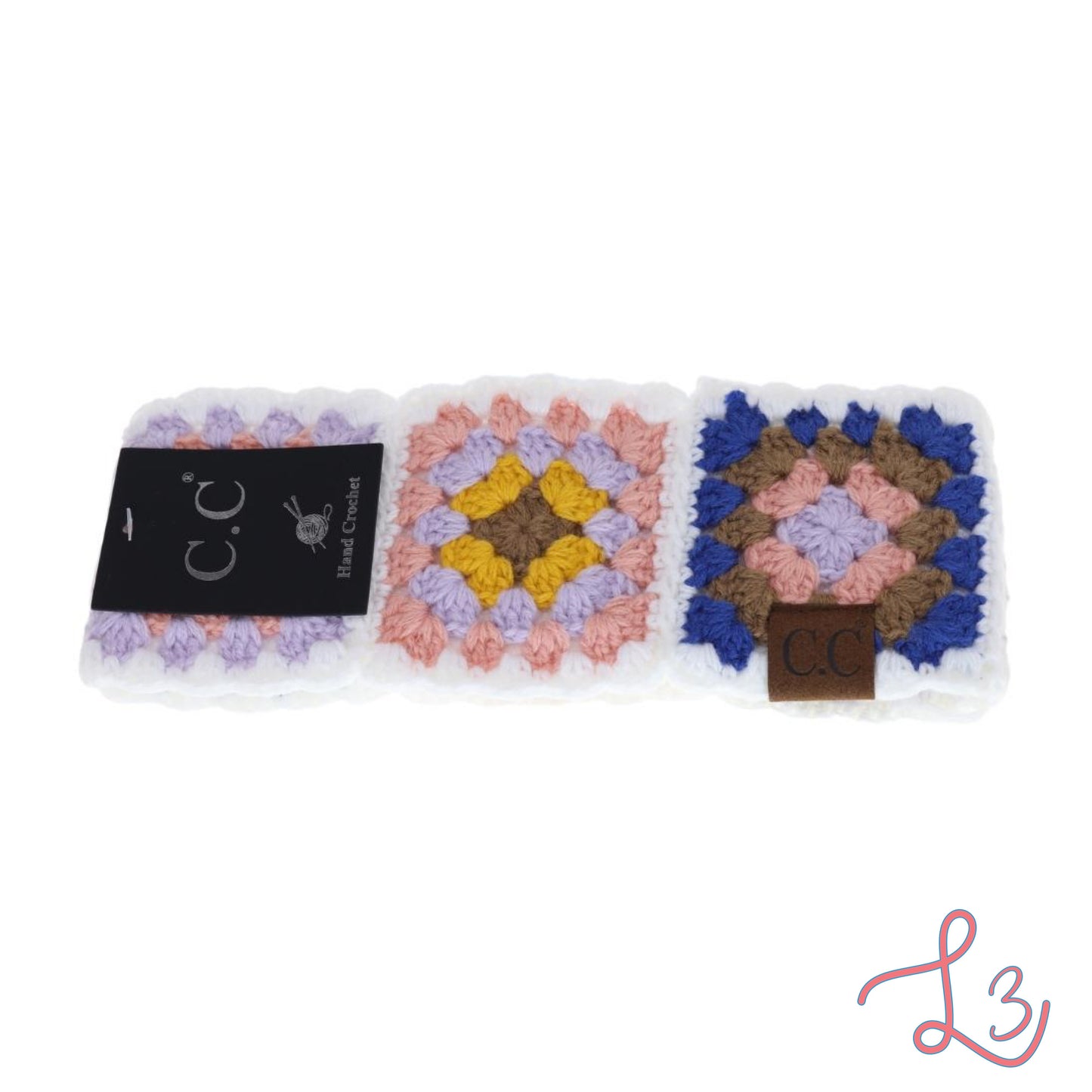 C.C Beanie Fuzzy Lined Multi Color Crochet Head Wrap