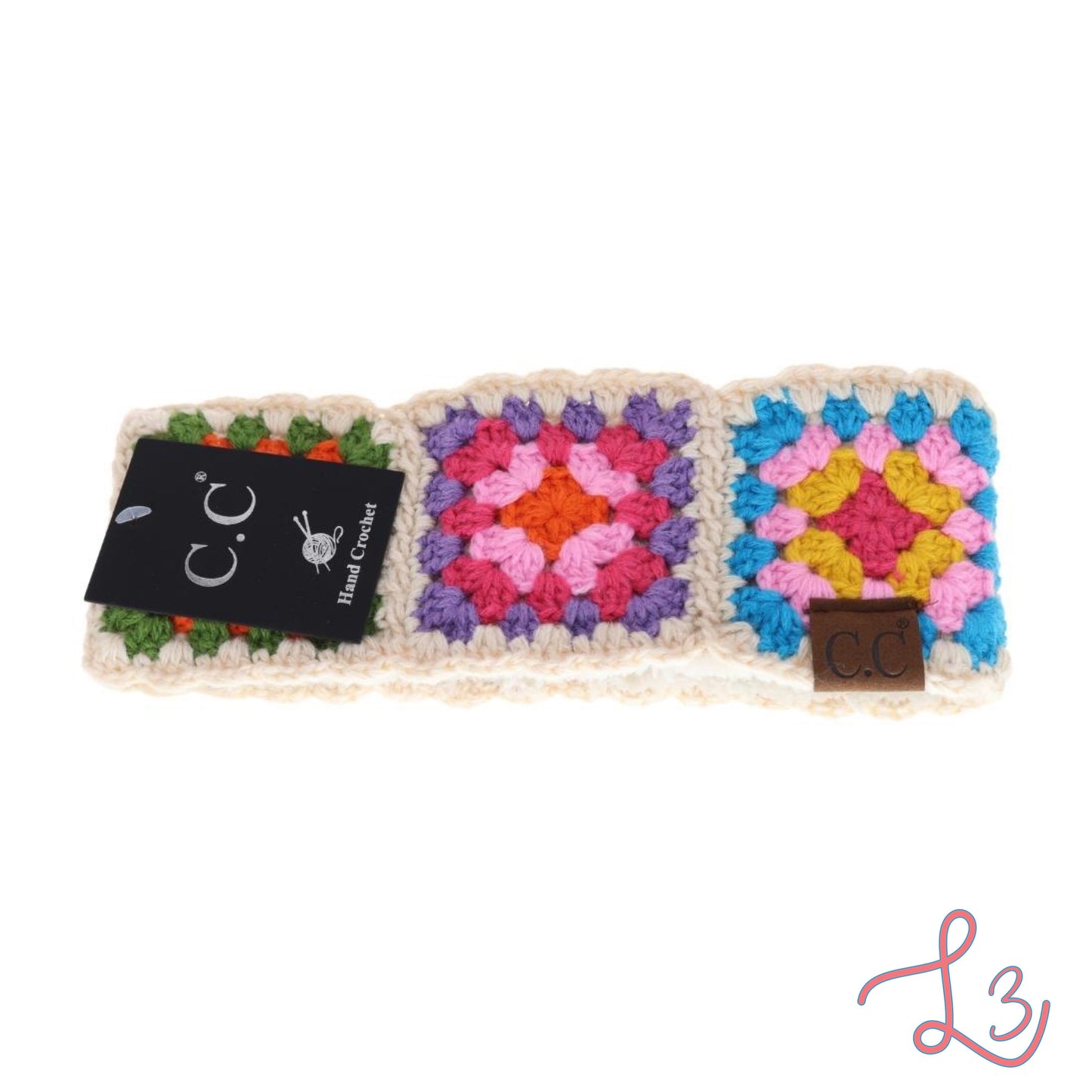 C.C Beanie Fuzzy Lined Multi Color Crochet Head Wrap