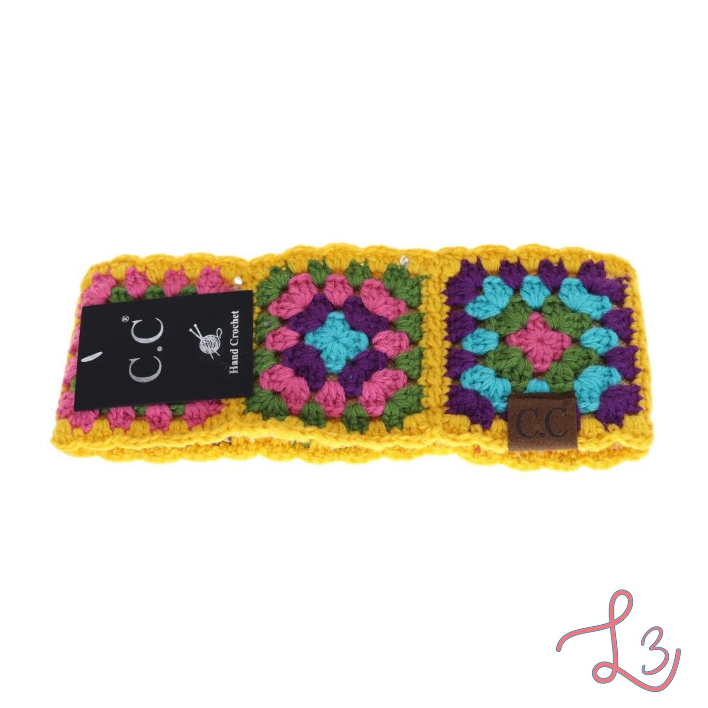 C.C Beanie Fuzzy Lined Multi Color Crochet Head Wrap