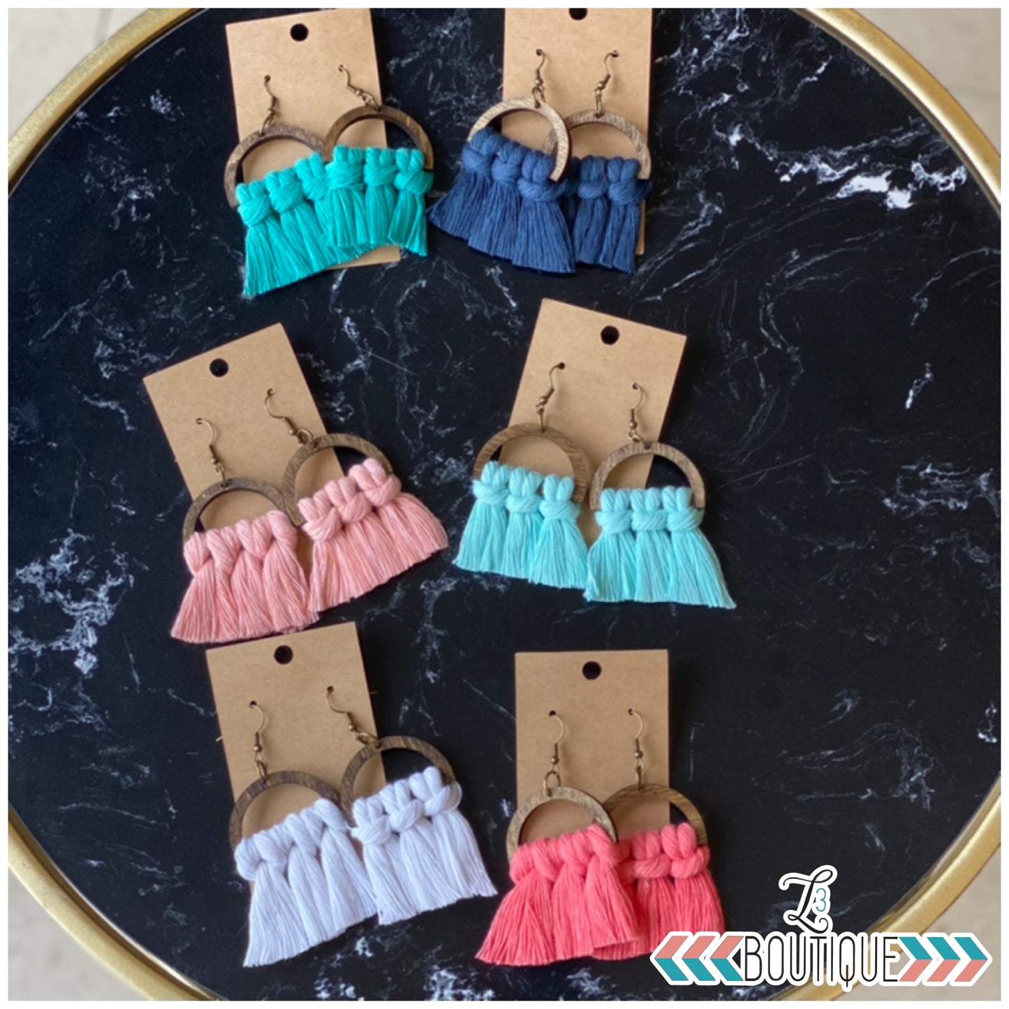 Wood Macramé Earrings