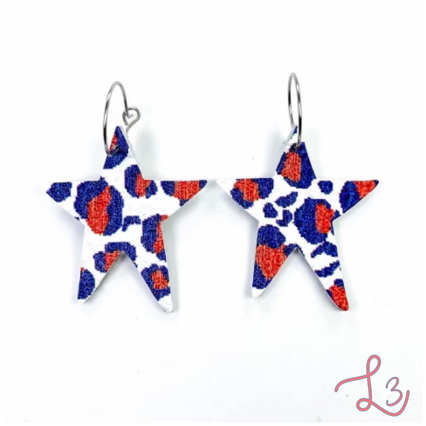 Red & Blue Leopard Earrings