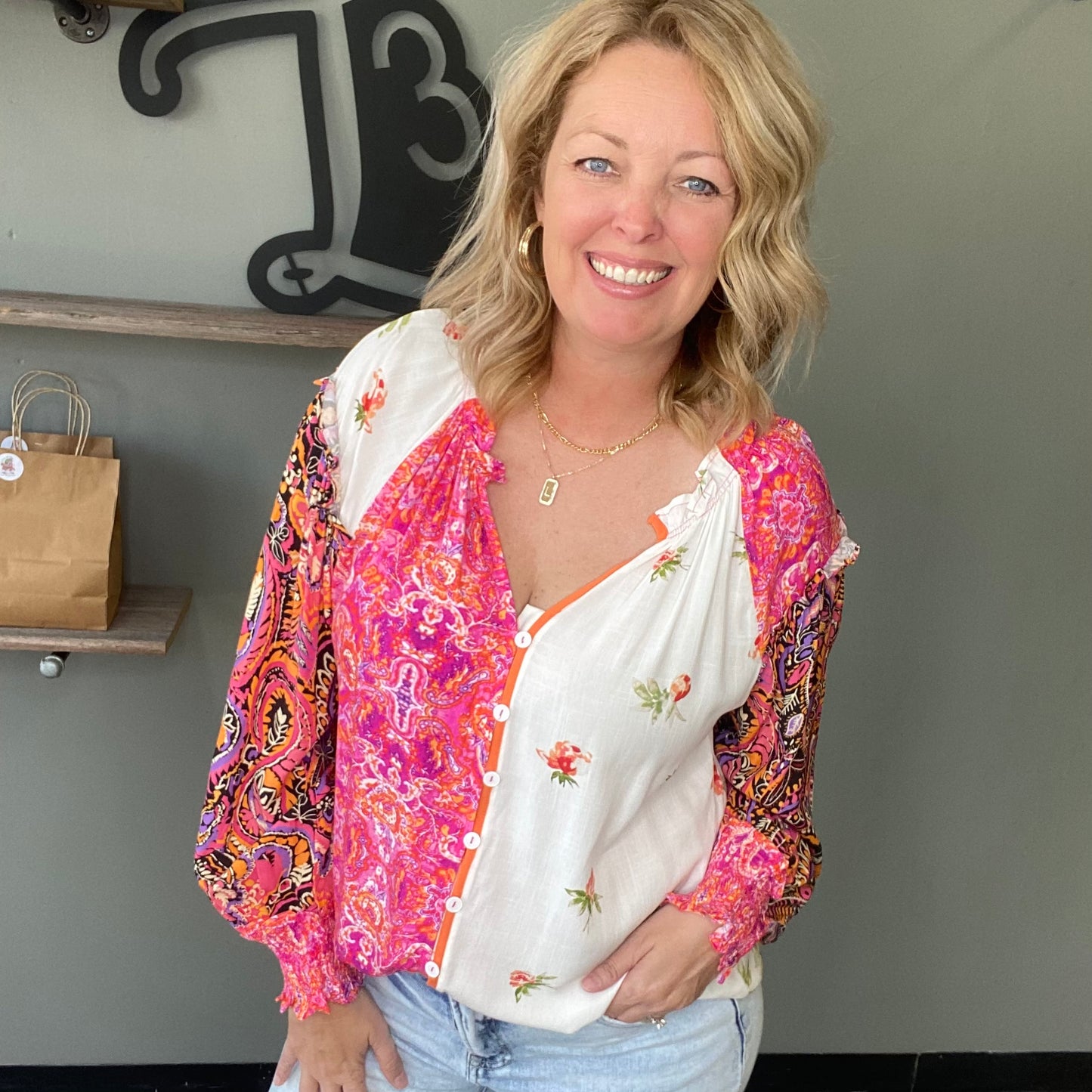 Floral Patchwork Top