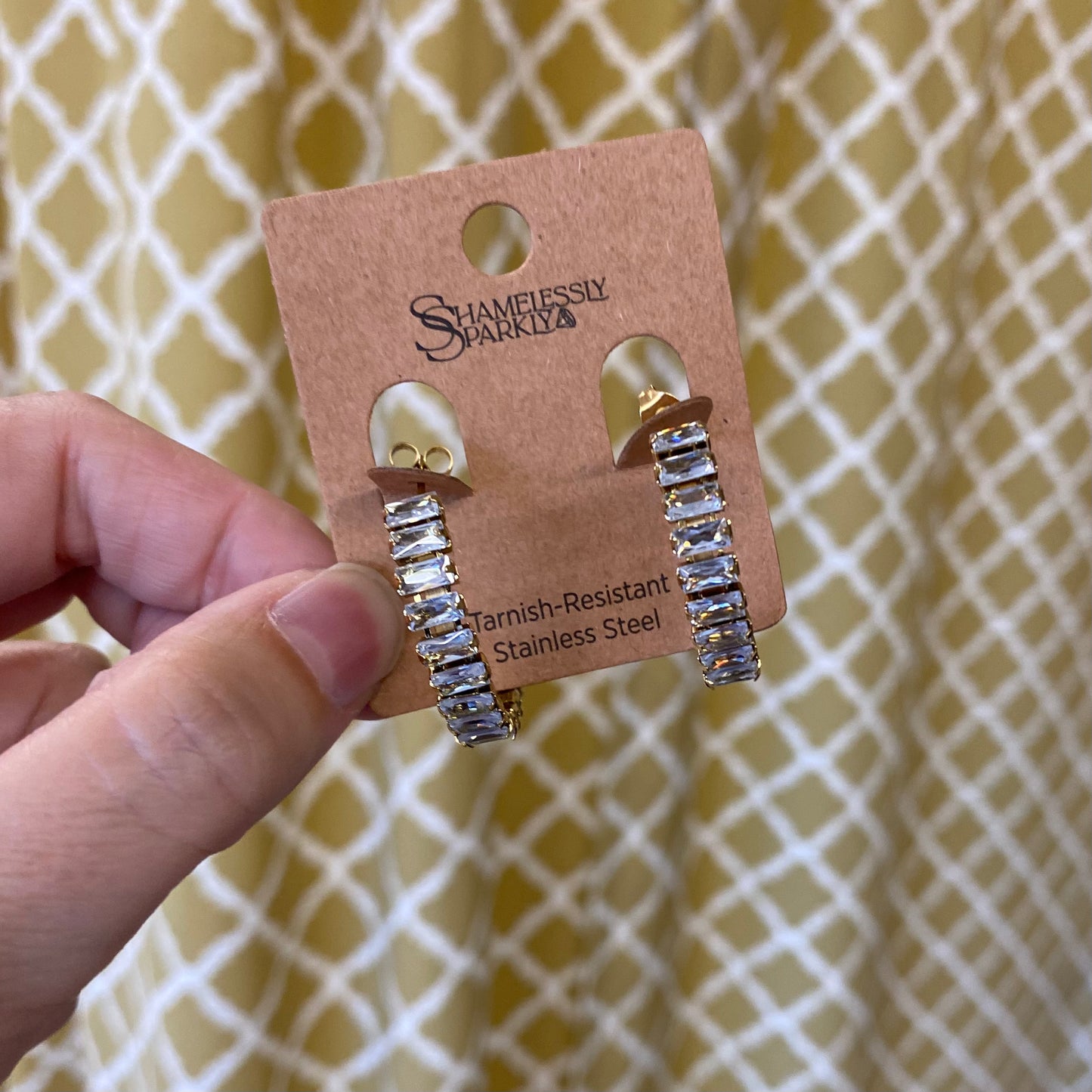 18K Rhinestone Hoops