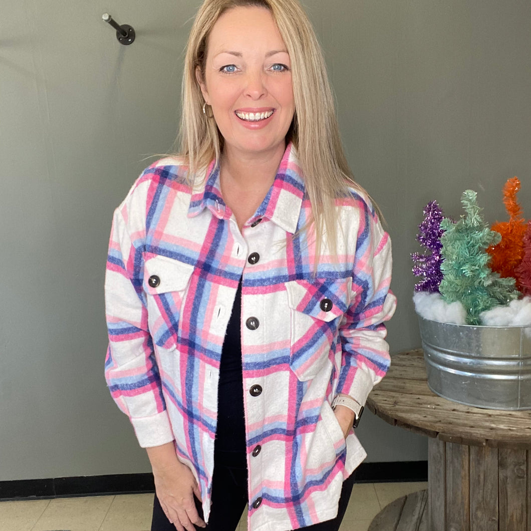 Plaid Shacket with Pockets