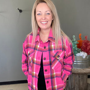 Plaid Shacket with Pockets