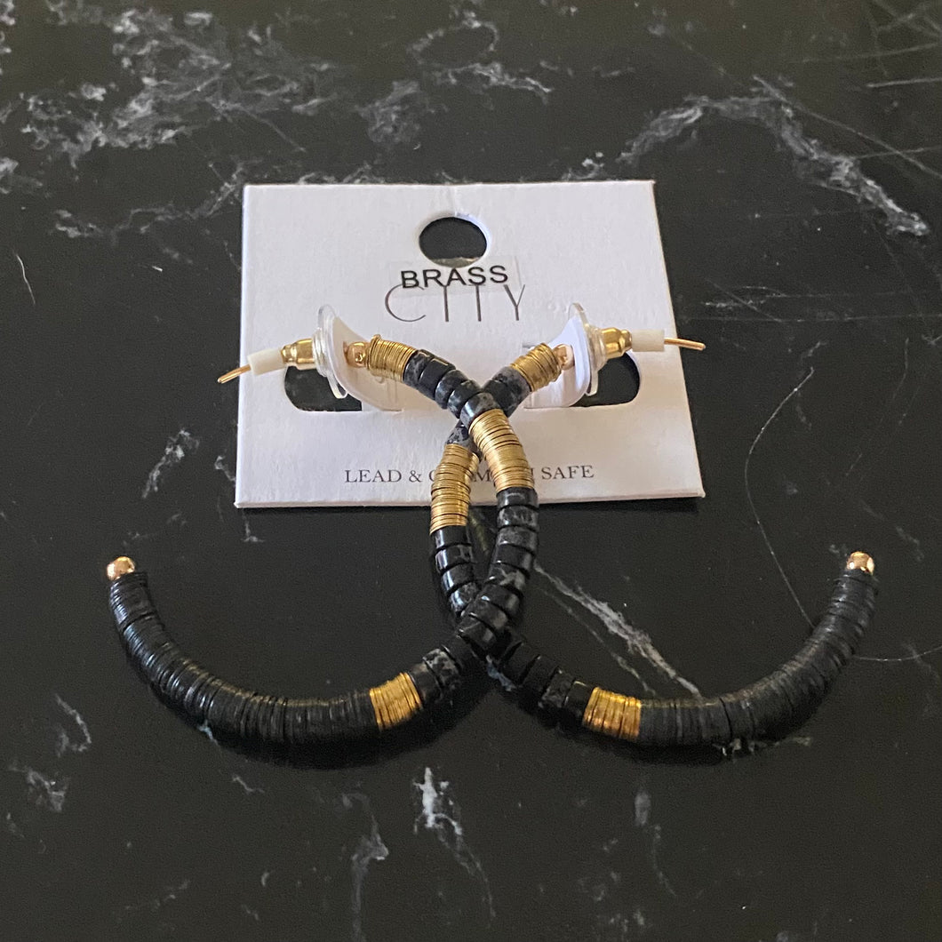 Black/Gold Beaded Earrings