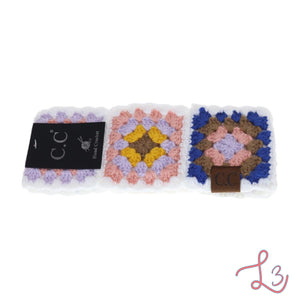 C.C Beanie Fuzzy Lined Multi Color Crochet Head Wrap