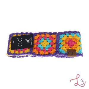 C.C Beanie Fuzzy Lined Multi Color Crochet Head Wrap