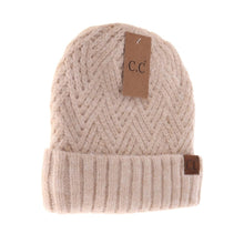 Load image into Gallery viewer, Fuzzy Lined Crisscross Knit C.C Beanie
