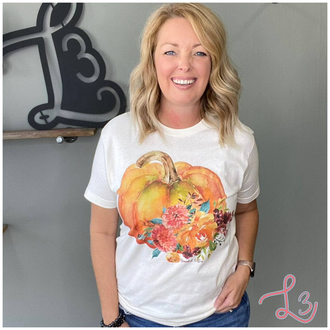 Watercolor Pumpkin Floral Graphic Tee