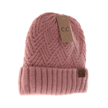 Load image into Gallery viewer, Fuzzy Lined Crisscross Knit C.C Beanie