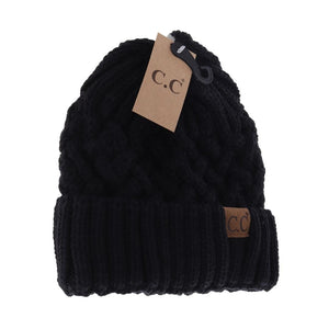 C.C Beanie Lattice Knit Cuff
