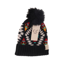 Load image into Gallery viewer, BABY Aztec Patterned Faux Fur Pom C.C Beanie