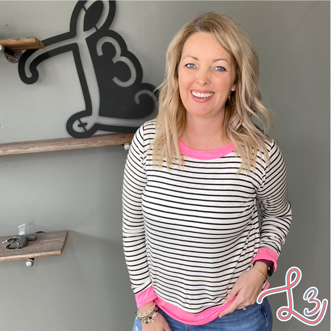 Pink Striped Top