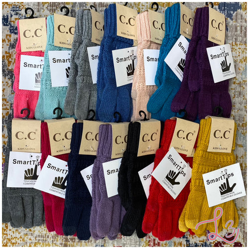 KIDS Solid Cable Knit C.C Gloves