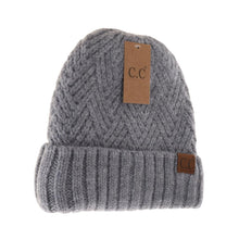 Load image into Gallery viewer, Fuzzy Lined Crisscross Knit C.C Beanie