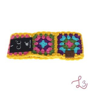 C.C Beanie Fuzzy Lined Multi Color Crochet Head Wrap