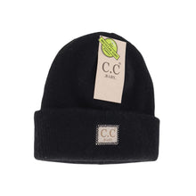 Load image into Gallery viewer, BABY Soft Ribbed Leather Patch C.C Beanie