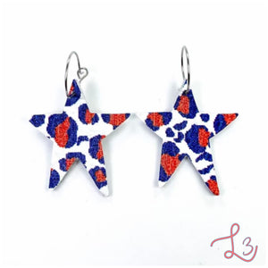 Red & Blue Leopard Earrings