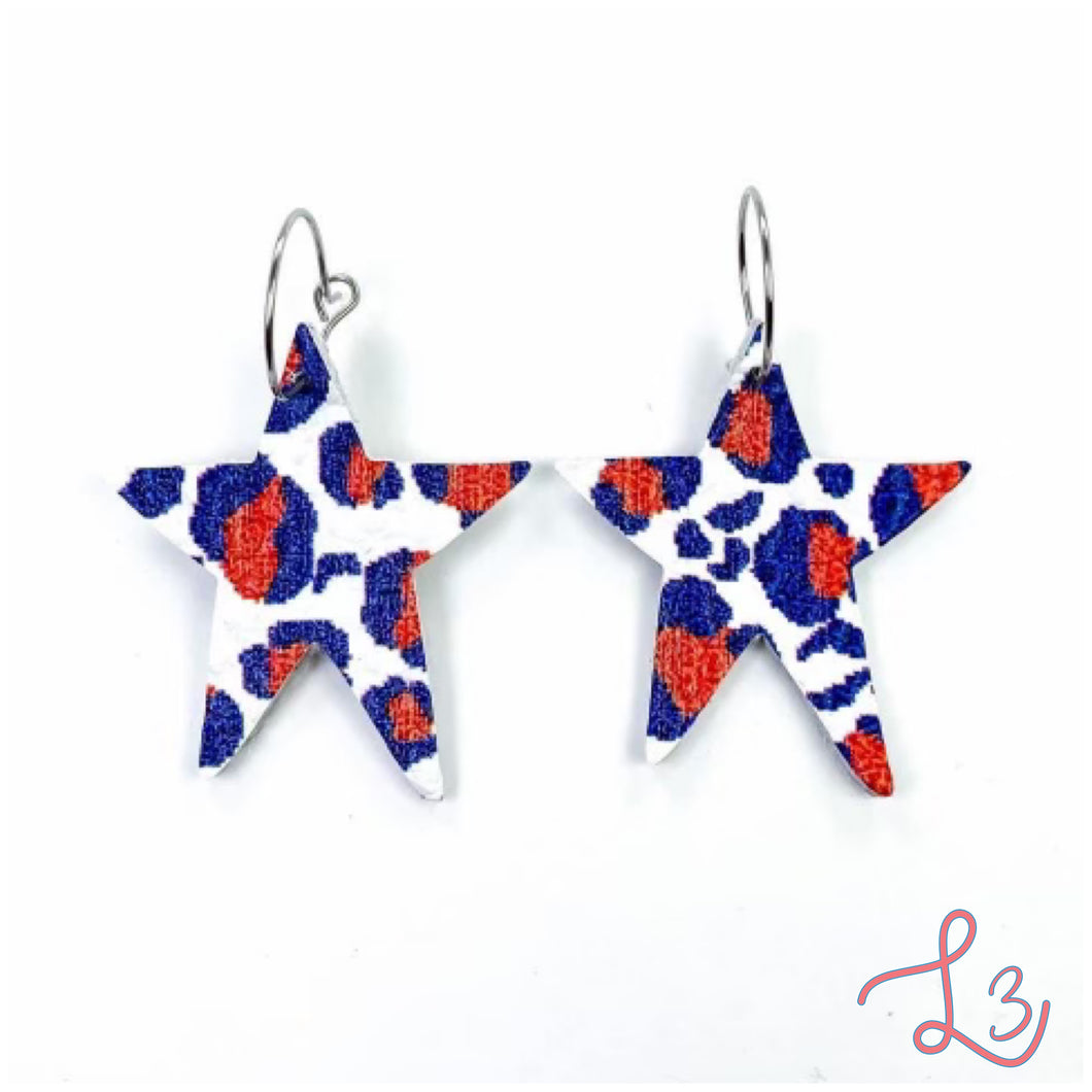 Red & Blue Leopard Earrings