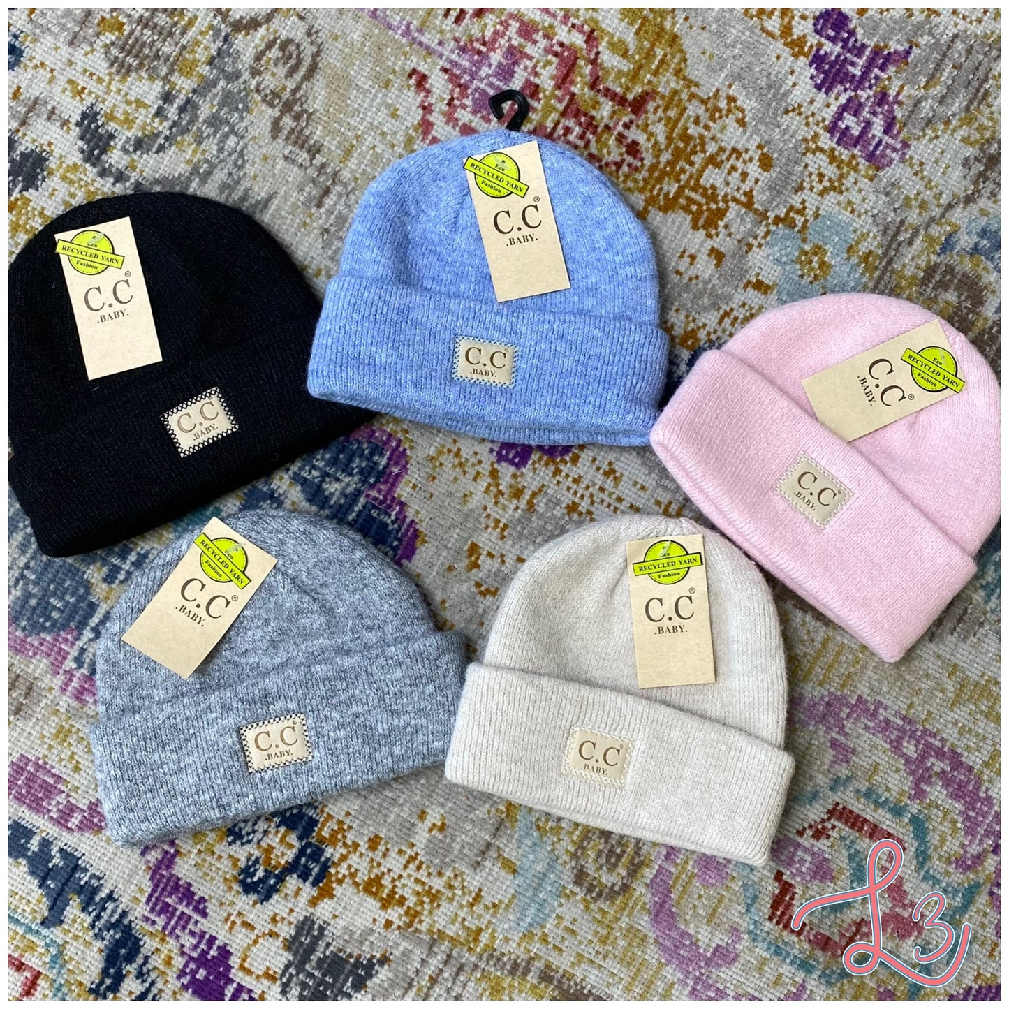 BABY Soft Ribbed Leather Patch C.C Beanie