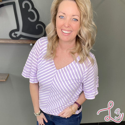 Lavender Striped Top