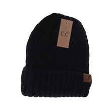 Load image into Gallery viewer, Fuzzy Lined Crisscross Knit C.C Beanie